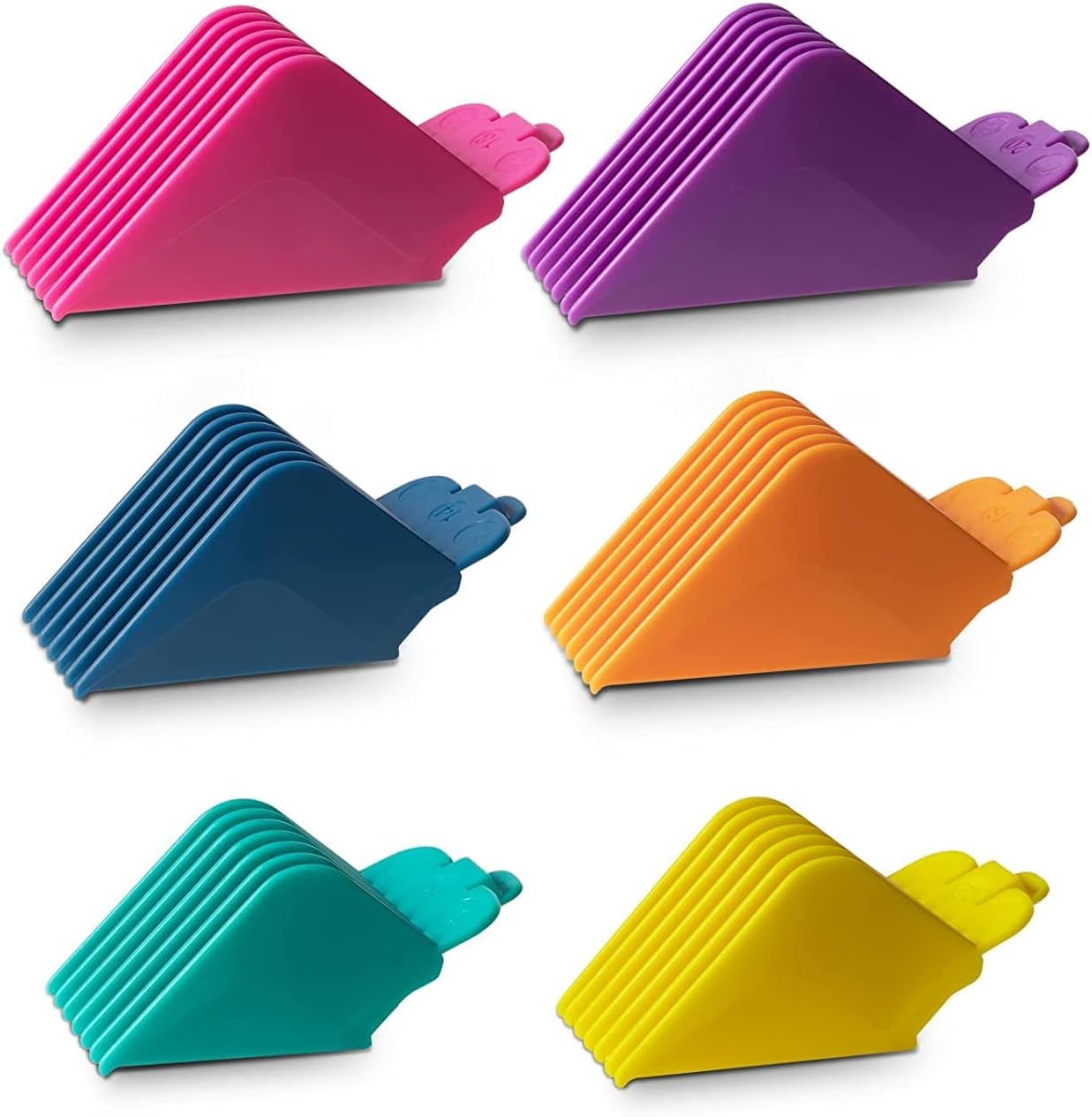 LAVEST extra long hair clipper guards six piece set front view showing color coded sizes