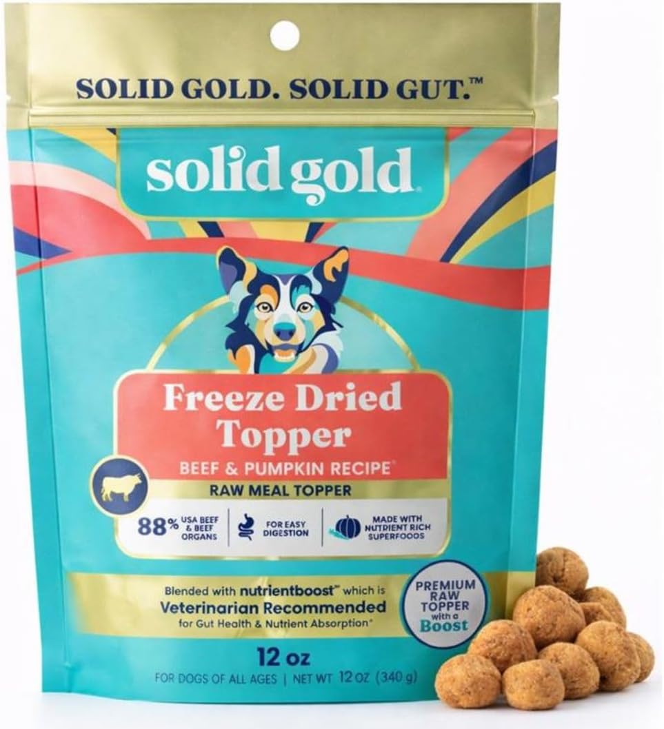 Solid Gold Freeze Dried Dog Food - W/Real Beef, Pumpkin & Superfoods - Freeze Dried Raw Dog Food Toppers for Picky Eaters to Serve as a Nutrient-Dense Meal Topper or High Protein Treats - 1.5oz - Image 11