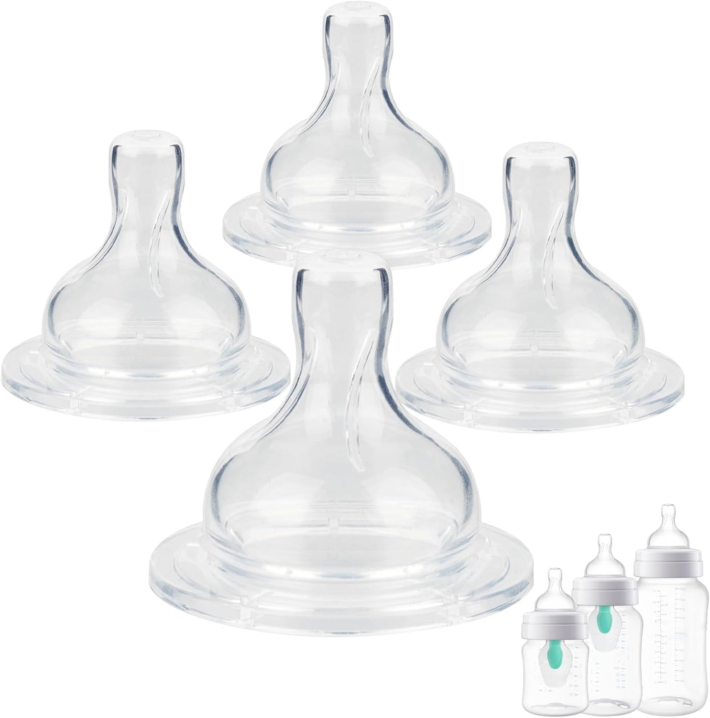 Xunicute baby bottle silicone nipples size three fast flow four count pack front view
