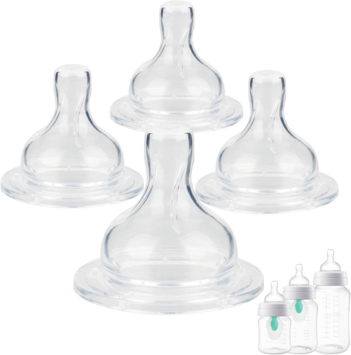 Xunicute baby bottle silicone nipples size three fast flow four count pack front view