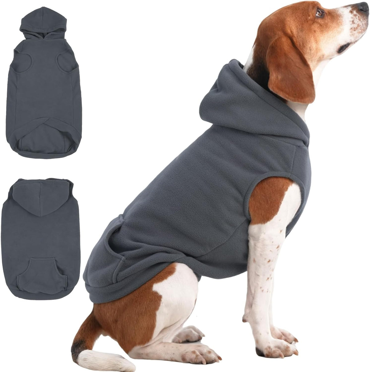 IECOii XL Dog Sweater & Pullover Hoodie for Large Dogs, Warm Fleece Layer with Hood for Cold Weather, Boys & Girls, Blue, Size XL - Image 10