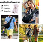 Pet inside Natuya hands-free sling showing safety hook attachment
