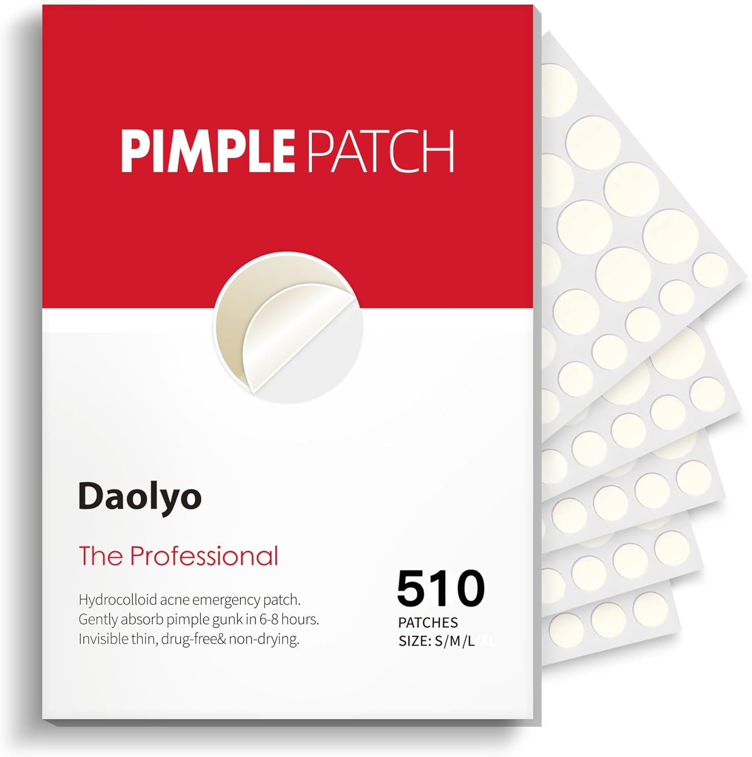 Daolyo Hydrocolloid Acne Pimple Patches front view showing the product packaging.