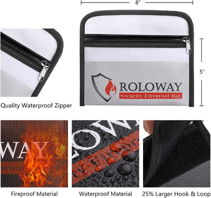 ROLOWAY fireproof document pouch two pack set for home emergency preparation.