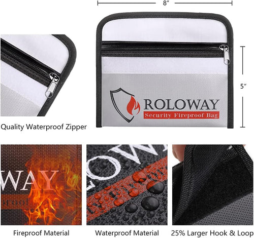 ROLOWAY fireproof document pouch two pack set for home emergency preparation.