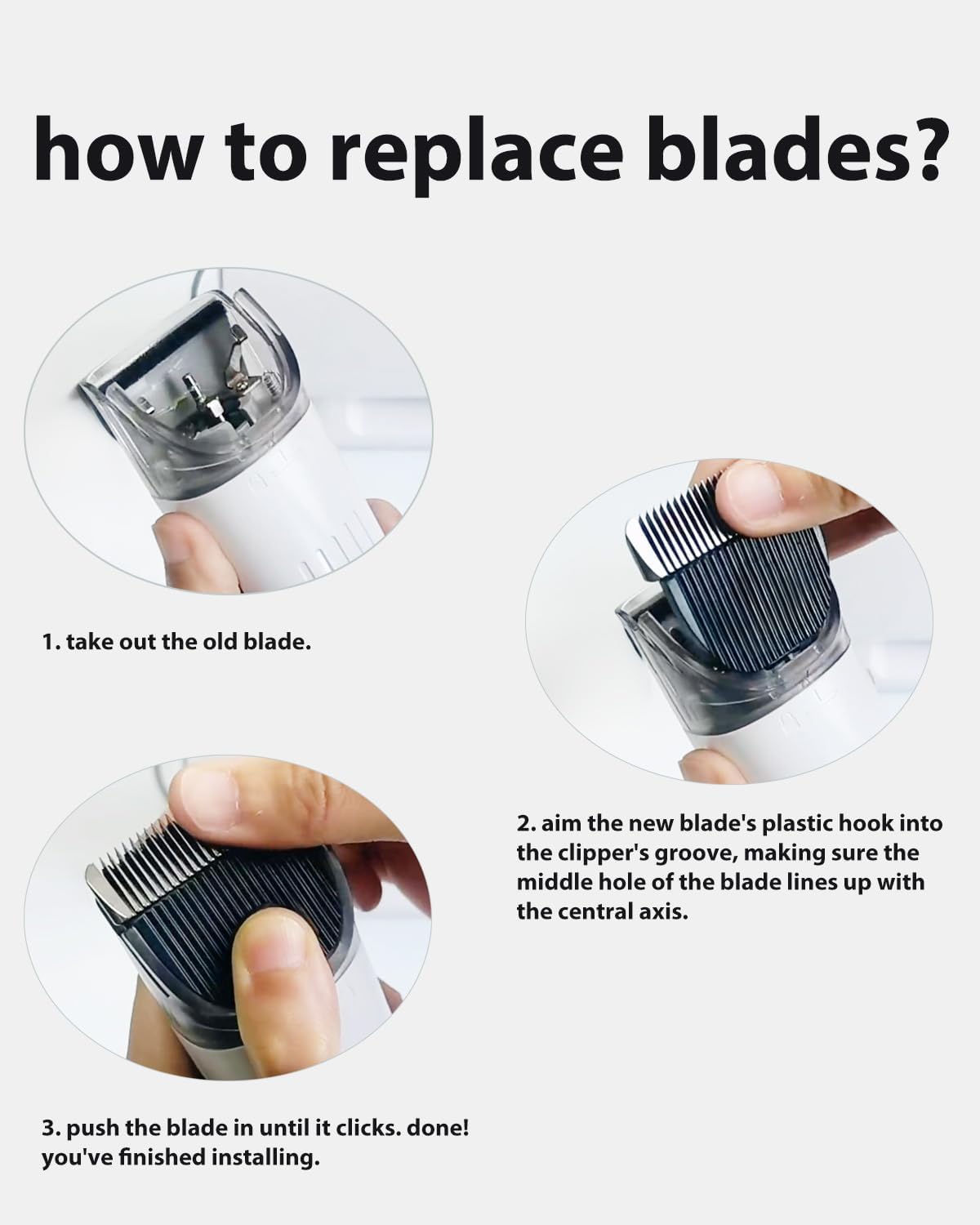 Premium imported dog trimmer replacement blades showing durable ceramic teeth.