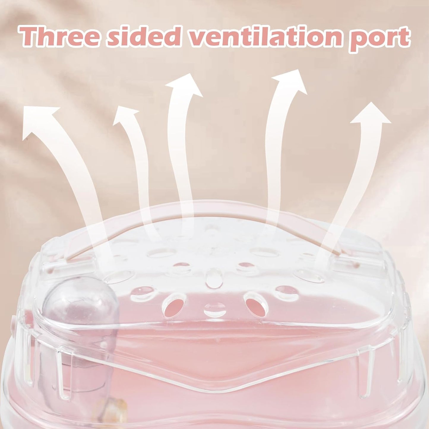 Hamster Carrier Cage with Water Bottle,Portable Hamsters Travel Cage Plastic Guinea Pig Carrying Cases Small Animal Carry Cage for Dwarf Hamsters Chinchillas Hedgehog Mouse(Pink) - Image 5