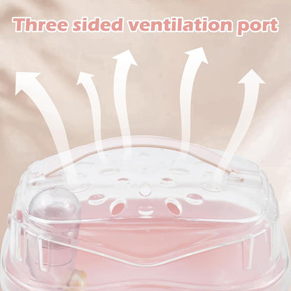 Hamster Carrier Cage with Water Bottle,Portable Hamsters Travel Cage Plastic Guinea Pig Carrying Cases Small Animal Carry Cage for Dwarf Hamsters Chinchillas Hedgehog Mouse(Pink) - Image 5
