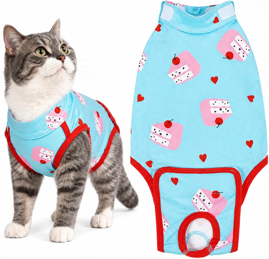 Kuoser Cat Recovery Suit for Female Male Cats, Breathable Post-Surgery Onesie for Spay Neuter, Abdominal Wound & Skin Disease Protection, E-Collar Alternative Anti-Licking Bodysuit for Kittens - Image 13