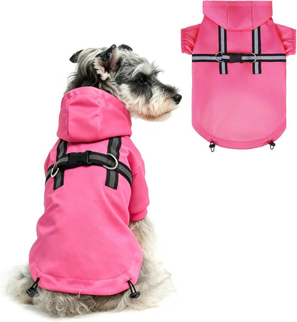 Pupteck reflective dog rain jacket back view detailing safety strips
