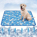 Rudra Retails blue pet cooling pad with bone and claw pattern front view