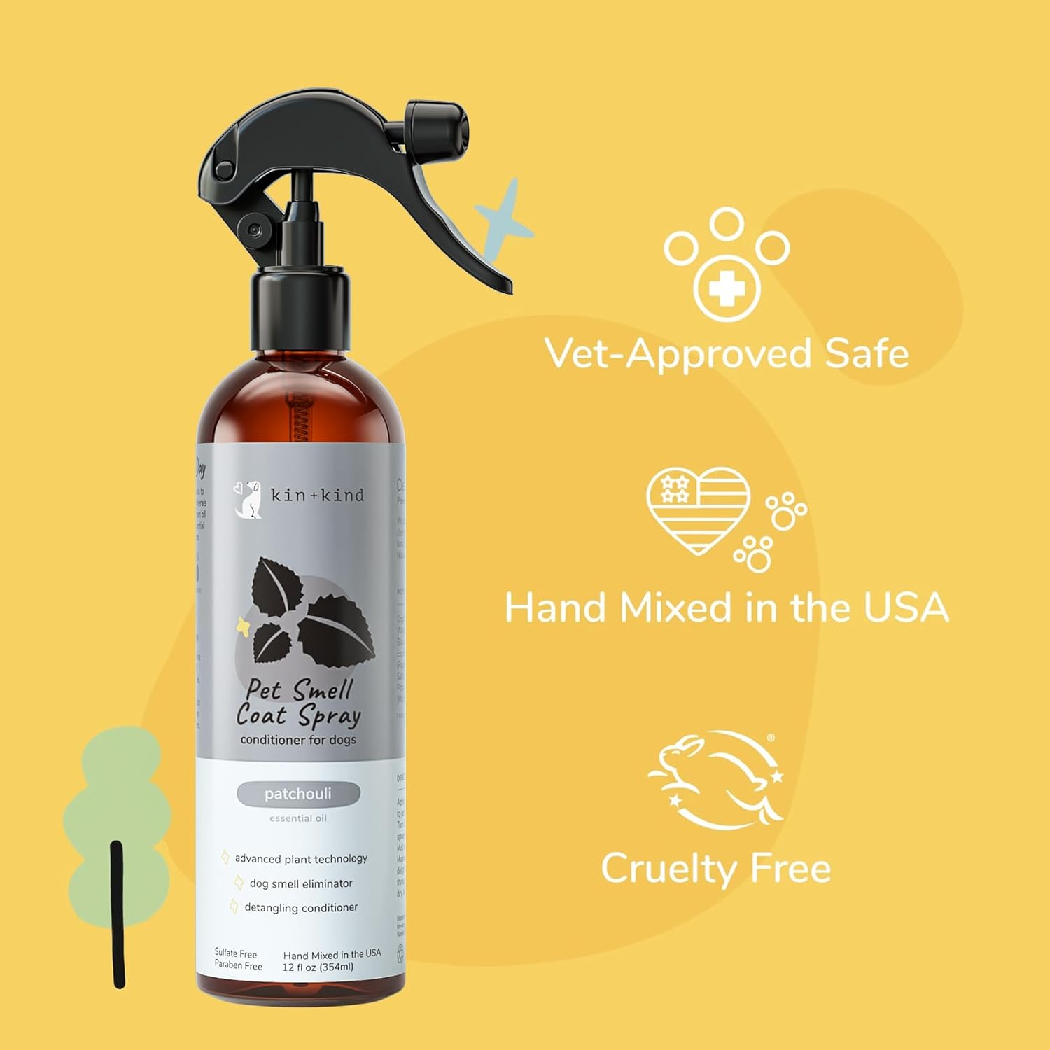 Applying kin+kind dog smell coat spray to golden retriever
