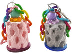 Dimensions display for Wontee bird calcium grinding chew toy.