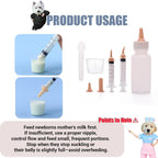 LIAOKAITOU kitten nursing bottle kit with various replacement silicone nipples and feeding syringes