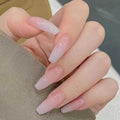 Danmanr long square French ombre press on nails front view