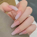 Danmanr long square French ombre press on nails front view