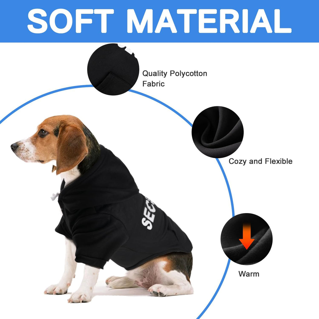 Close up of high contrast security print on dog hoodie sweater