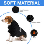Close up of high contrast security print on dog hoodie sweater