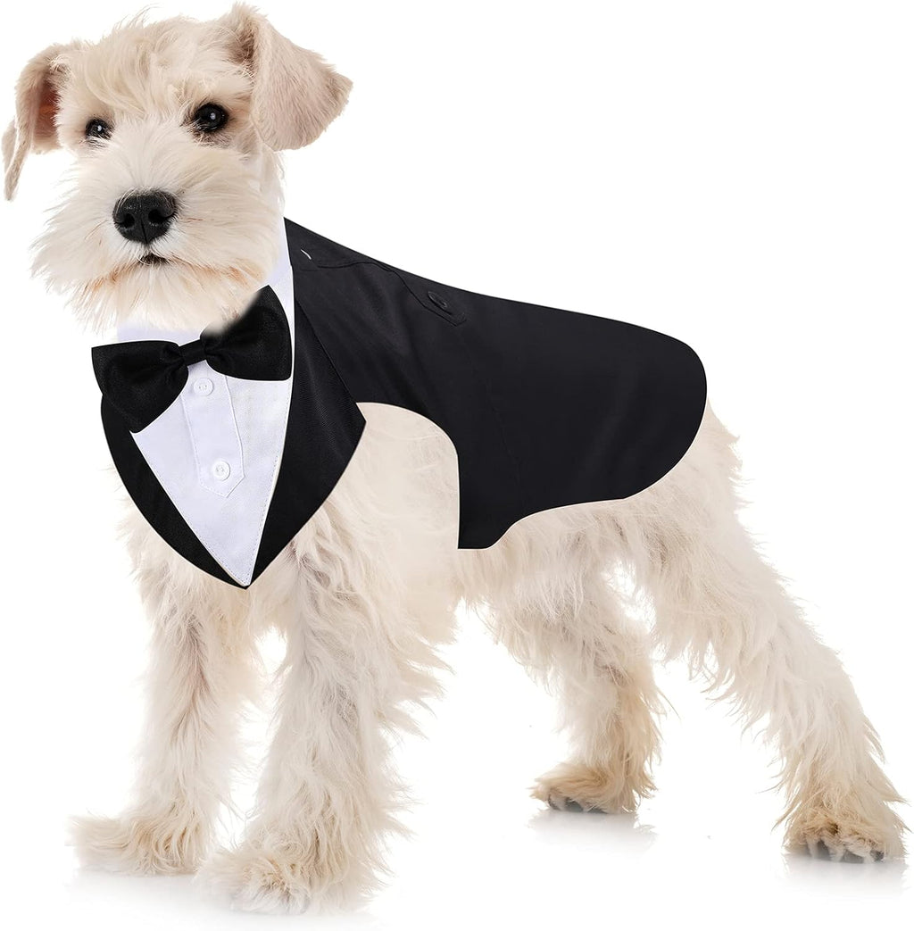Weewooday Dog Tuxedo and Bandana Set Dogs Formal Tuxedo Pet Wedding Party Suit Wedding Bow Tie Shirt for Birthday Costumes(Cute Style,Large) - Image 9