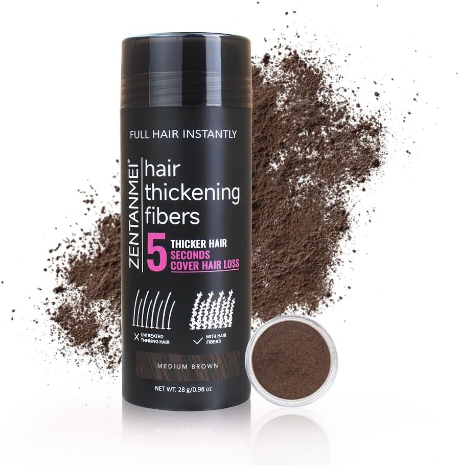 ZENTANMEI hair building fibers bottle front view for thinning hair volume.