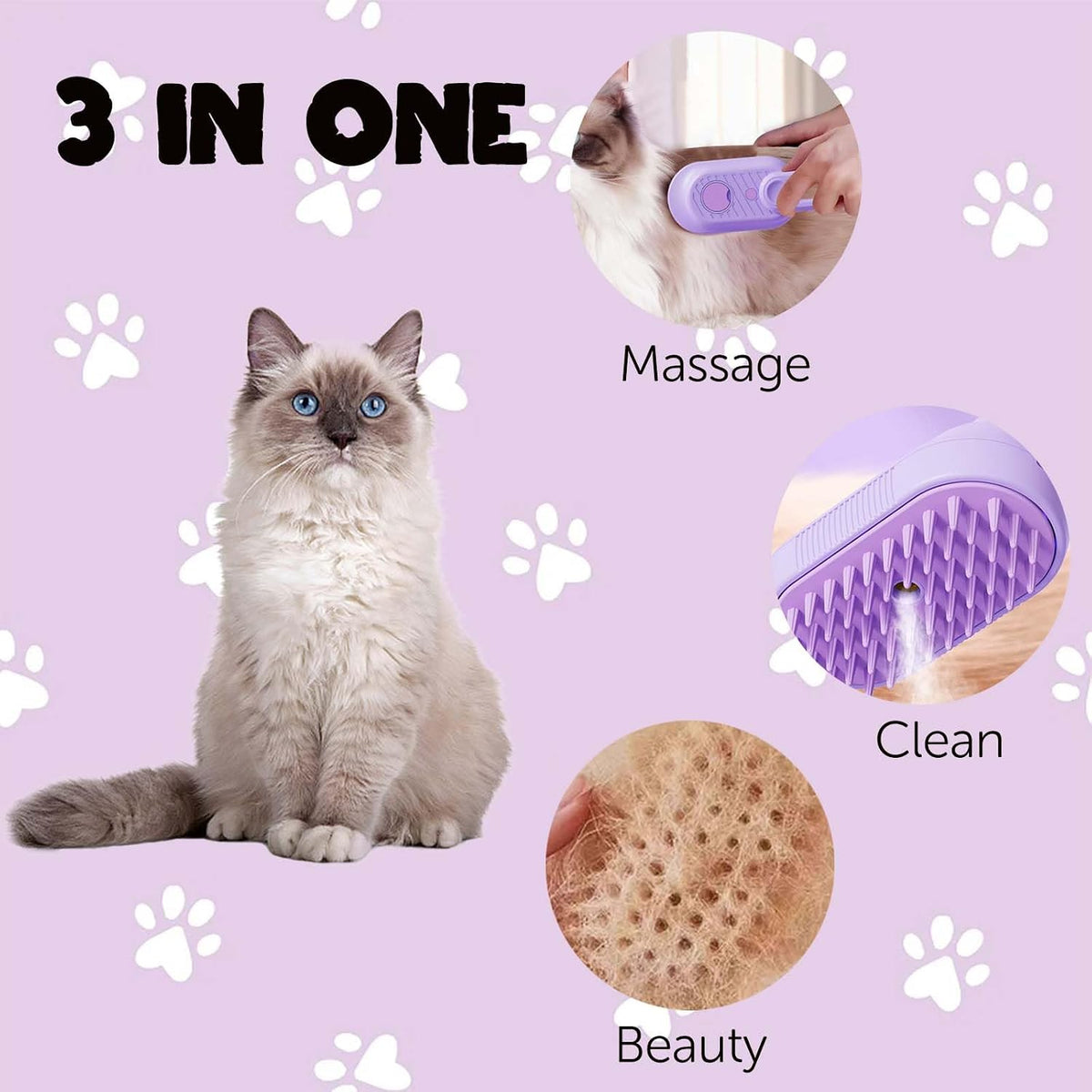 Ergonomic handle design of GooCare pet massager brush