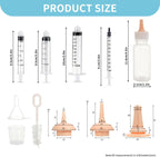 Close up view of the graduated fifty cubic centimeter plastic pet nursing bottle showing clear scale markings.