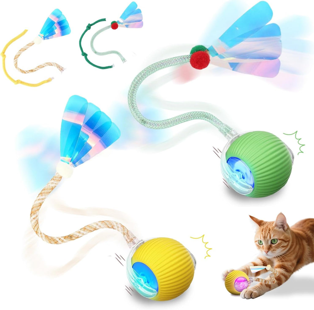2PCS Interactive Cat Toys Smart Ball for Cats and Dogs, 360 degrees Automatic Rolling Chase, 2 Rapid-Action Tails, Designed for Indoor pet Exercise, Boredom Relief, and Fun Chase Play.RedBlue - Image 9