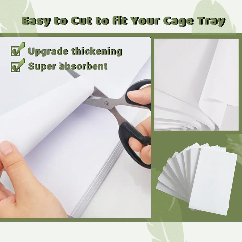 ZIQON 120 Pcs Bird Cage Liner Papers Big Size Cage Paper Liners Disposable Cage Paper Liners Precut Absorbent Cushion Pad Mat Accessories for Pet Bird Parrot (White, 12.2x8.2 inch) - Image 3