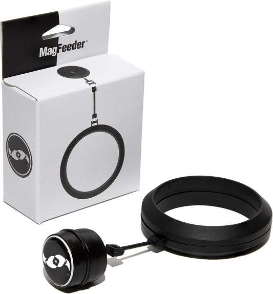 Two Little Fishies MagFeeder Magnetic Feeding Ring front view in aquarium.