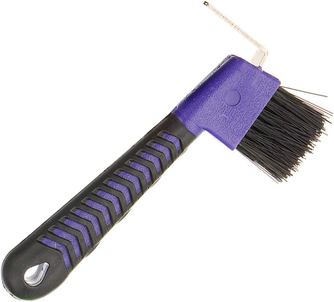 Both Winners horse hoof pick brush purple front view