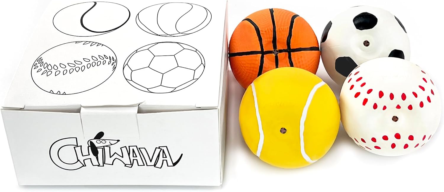 CHIWAVA 3PCS 2.7'' Squeak Latex Dog Toy Football Chew Fetch Throw Ball for Medium Dogs Interactive Play - Image 11