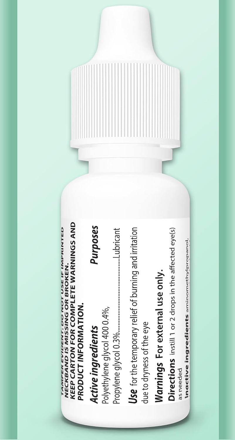 Sterile artificial tears for pets bottle detailing hydration instructions for dry eyes