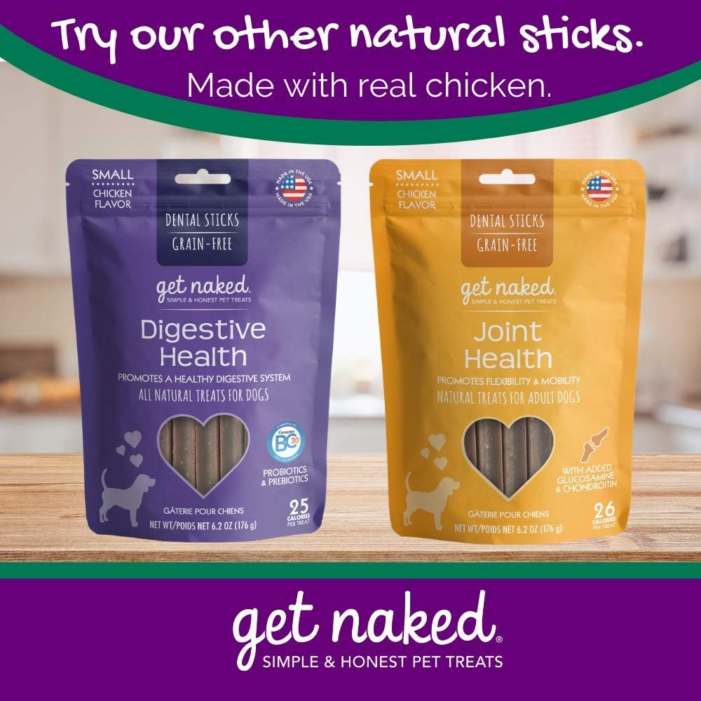Natural low fat pet dental hygiene sticks by Get Naked brand