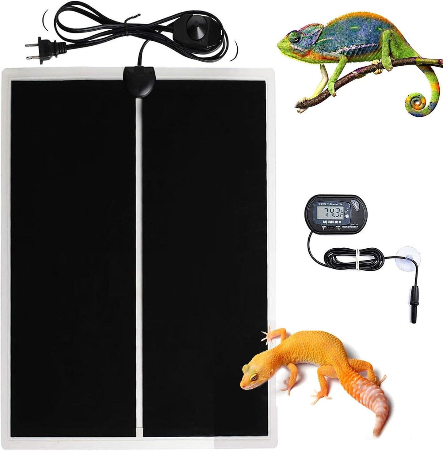 MQ Reptile Terrarium Heat Pad with LCD Digital Aquarium Thermometer, 5.5 x 6in Power Adjustment Under Tank Heater Mat for Pets, Small Animals, Seedling, 5W - Image 11