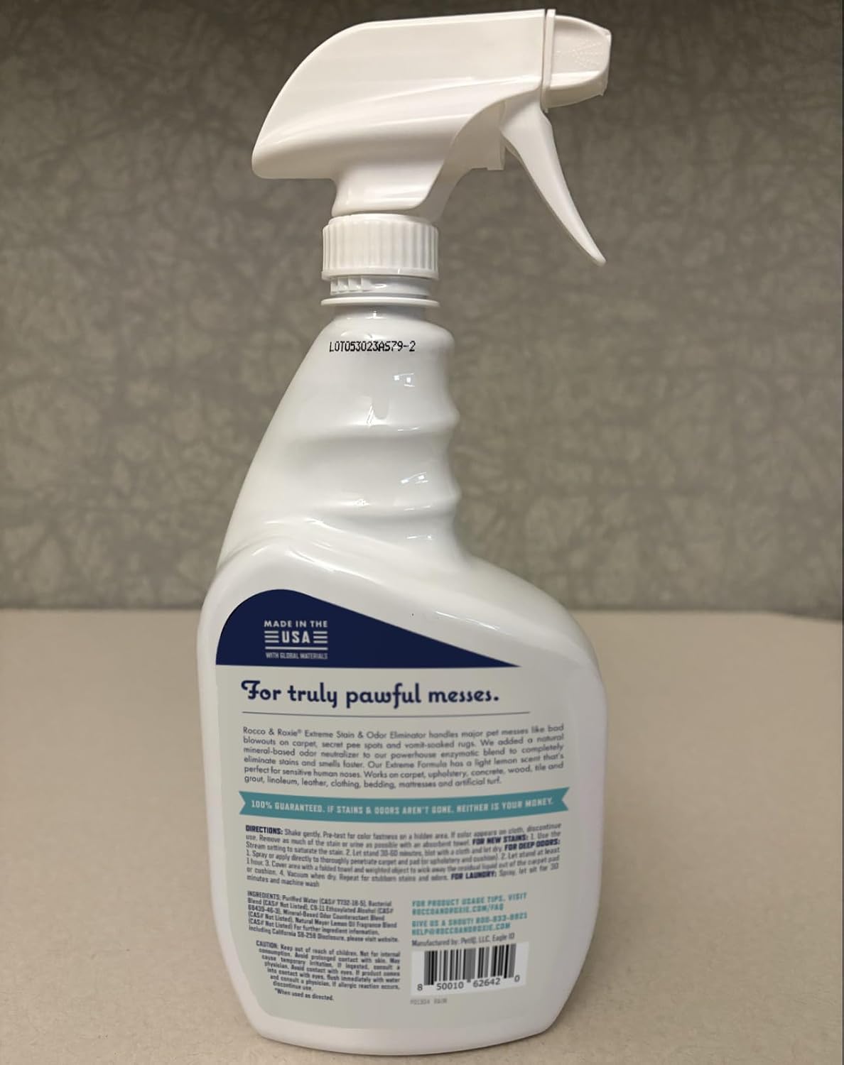 Professional strength dog poop and cat pee enzymatic cleaner bottle