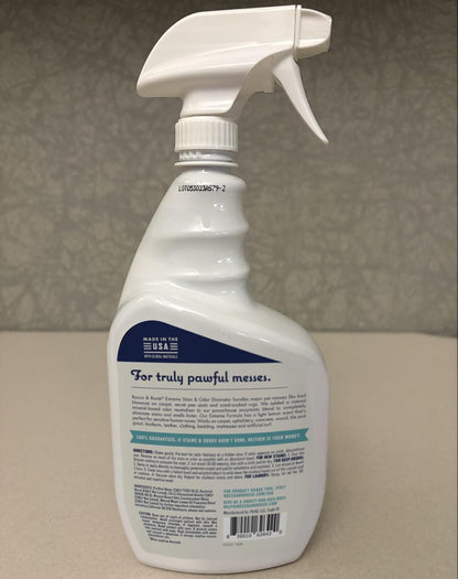 Professional strength dog poop and cat pee enzymatic cleaner bottle