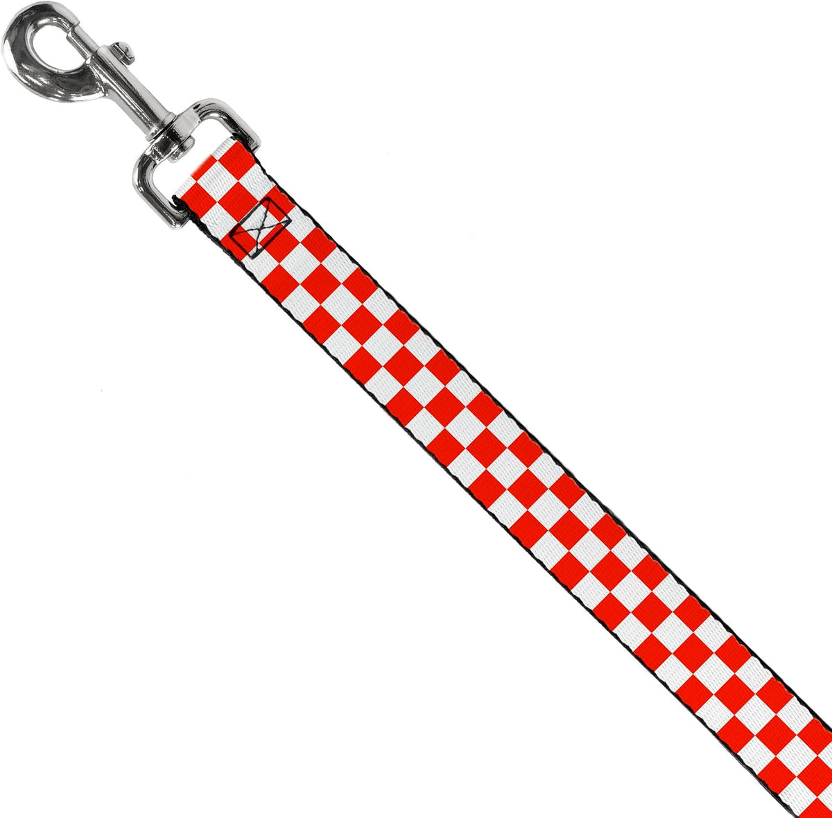 Close-up of the red and white checkerboard pattern on high-density polyester webbing