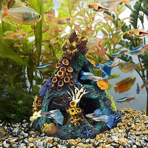 Authentic Uniclife resin coral rock hideout for nano betta fish and guppies to rest and play.