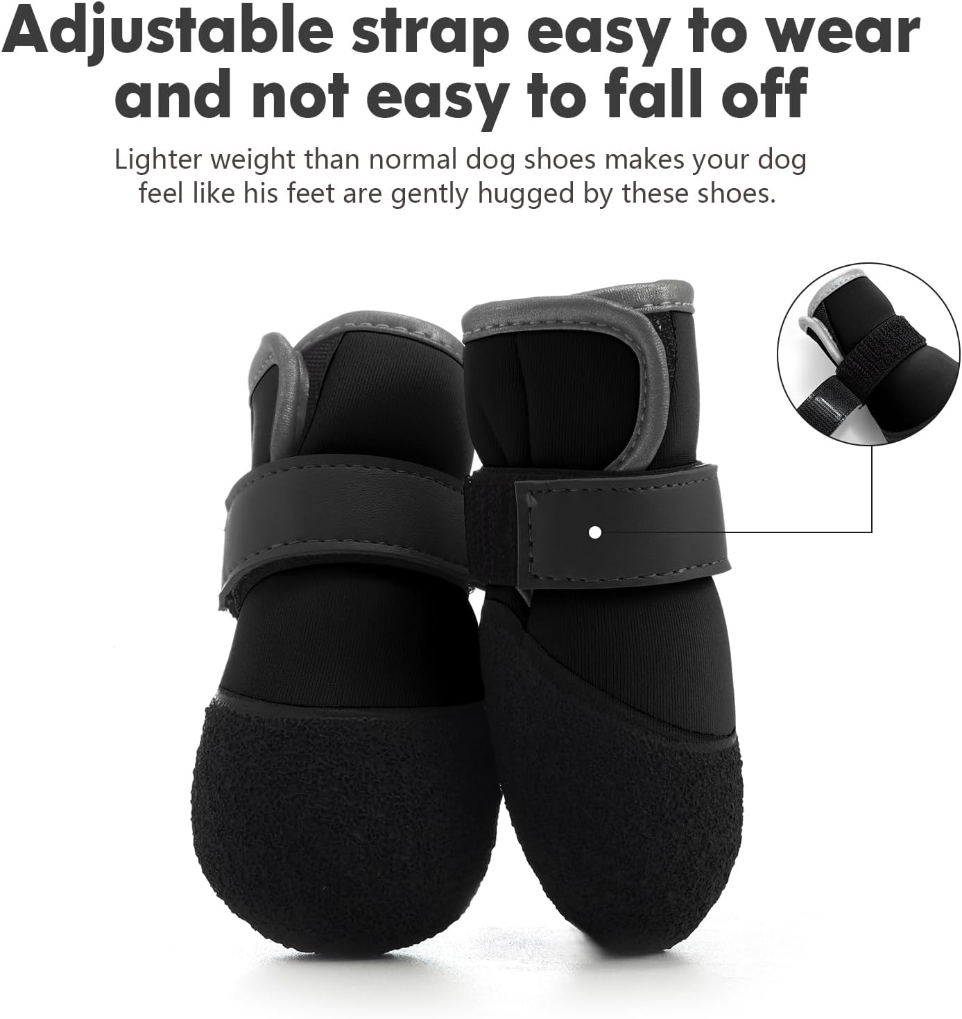 Set of four black Dogoys dog boots for medium dogs