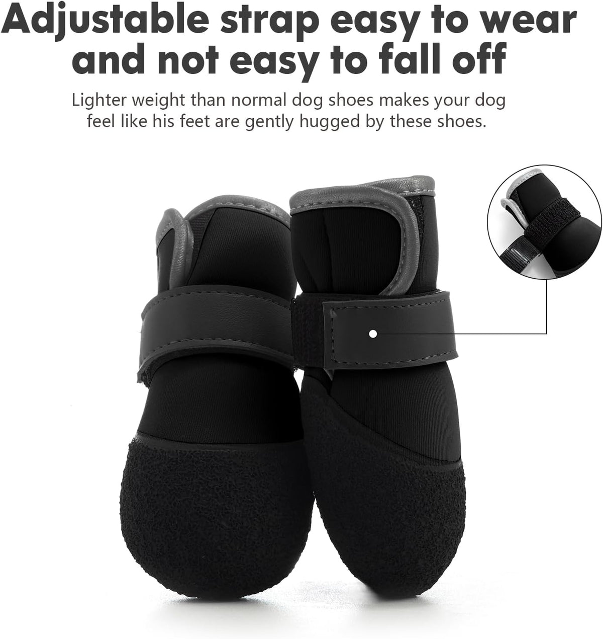 Set of four black Dogoys dog boots for medium dogs