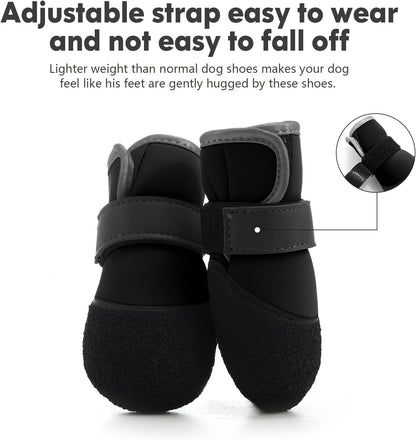 Set of four black Dogoys dog boots for medium dogs