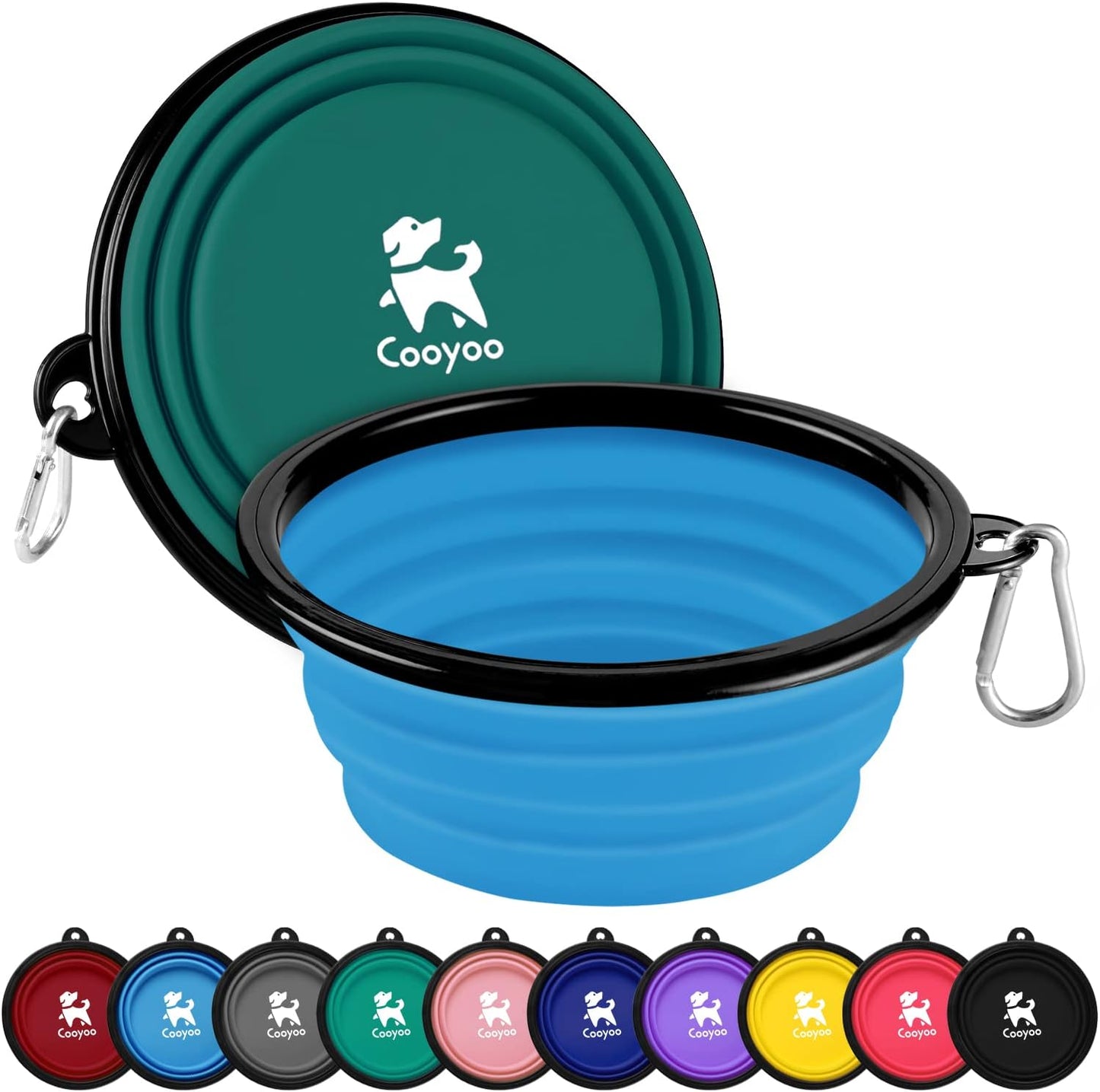 COOYOO Collapsible Dog Bowl,2 Pack Collapsible Dog Water Bowls for Cats Dogs,Portable Pet Feeding Watering Dish for Walking Parking Traveling with 2 Carabiners - Image 11