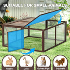 Portable Chicken Coop Run, Rabbit Hutch with Top & Side Opening Doors, Folding Wooden Rabbit Cage for Guinea Pigs, Bunny, Rabbit, Hedgehog, Small Animal Outdoor (Brown) - Image 8