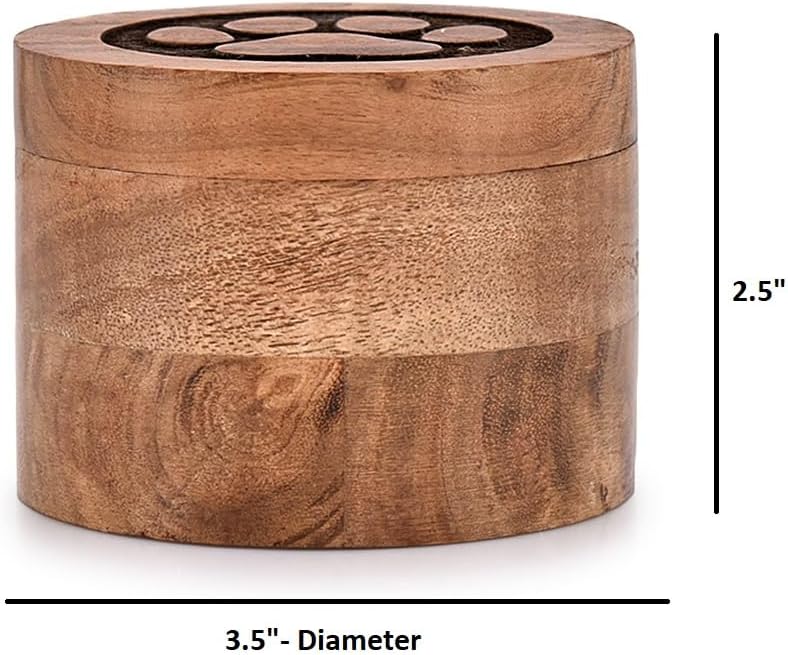 Edhas pet cremation urn placed on a wooden shelf