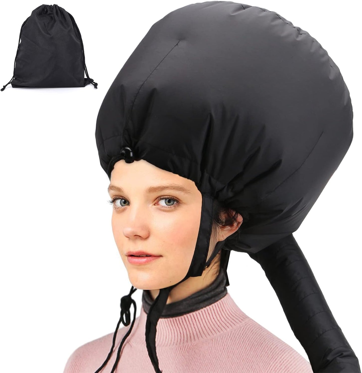 Segbeauty bonnet hooded hair dryer attachment in black showing front view