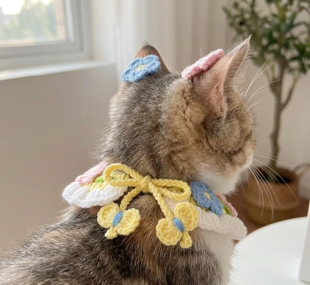 Different style variants of the Pawified handmade floral collars displayed together showcasing premium craftsmanship.