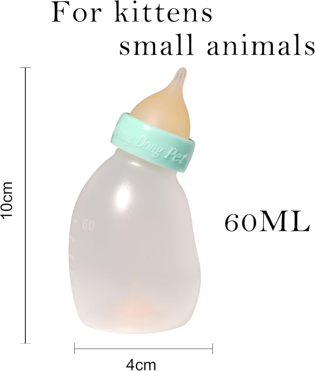 Doggiema angled kitten bottle illustrating comfortable forty-five degree nursing position.