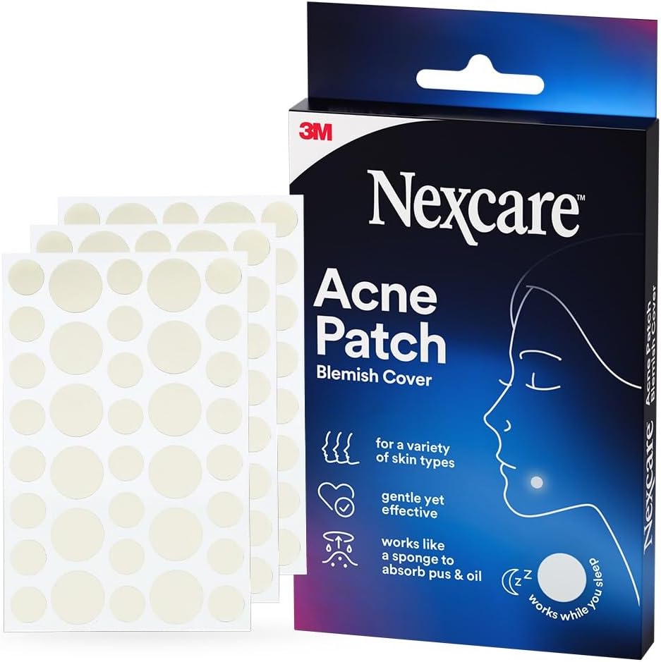 Nexcare Acne Absorbing Cover 108 count pack front view showing medical-grade hydrocolloid patches
