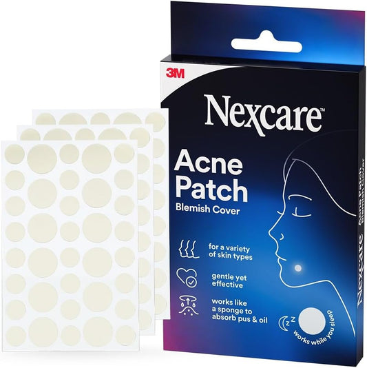Nexcare Acne Absorbing Cover 108 count pack front view showing medical-grade hydrocolloid patches