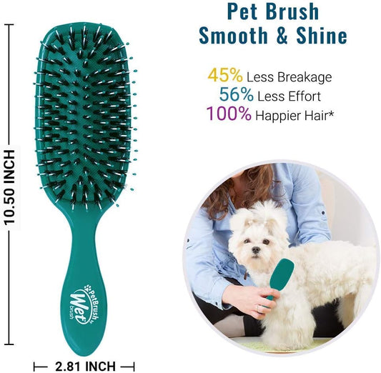 Close-up view of the IntelliFlex and natural boar bristles on the authentic USA-imported pet brush.